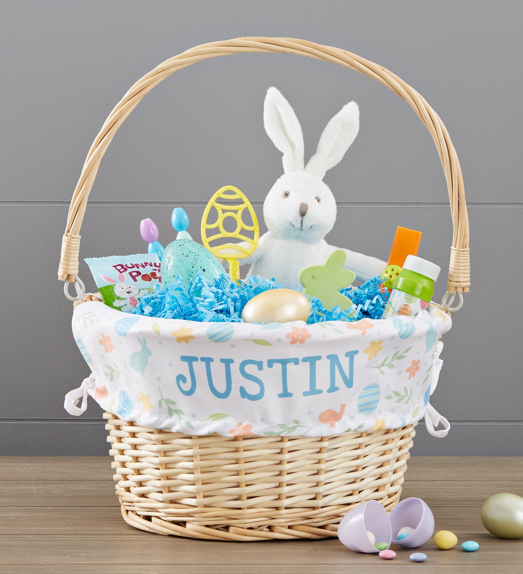 Colorful Easter Pattern Personalized Easter Basket with Folding Handle